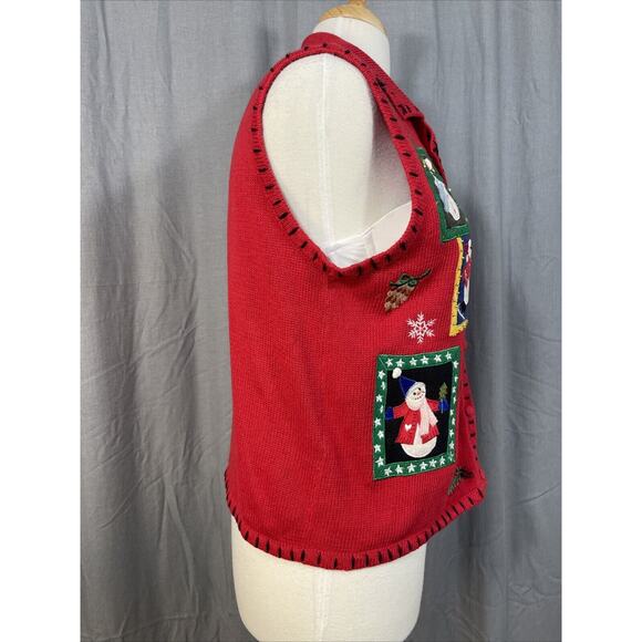 VTG Studio Joy Womens L Embellished Ugly Christmas Sweater Vest *READ - Picture 2 of 8